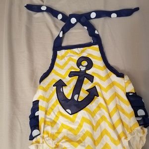 Yellow Chevron & Navy sunsuit